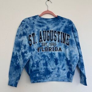 St Augustine Florida Tie Dye Sweatshirt XS Blue Crewneck NWT